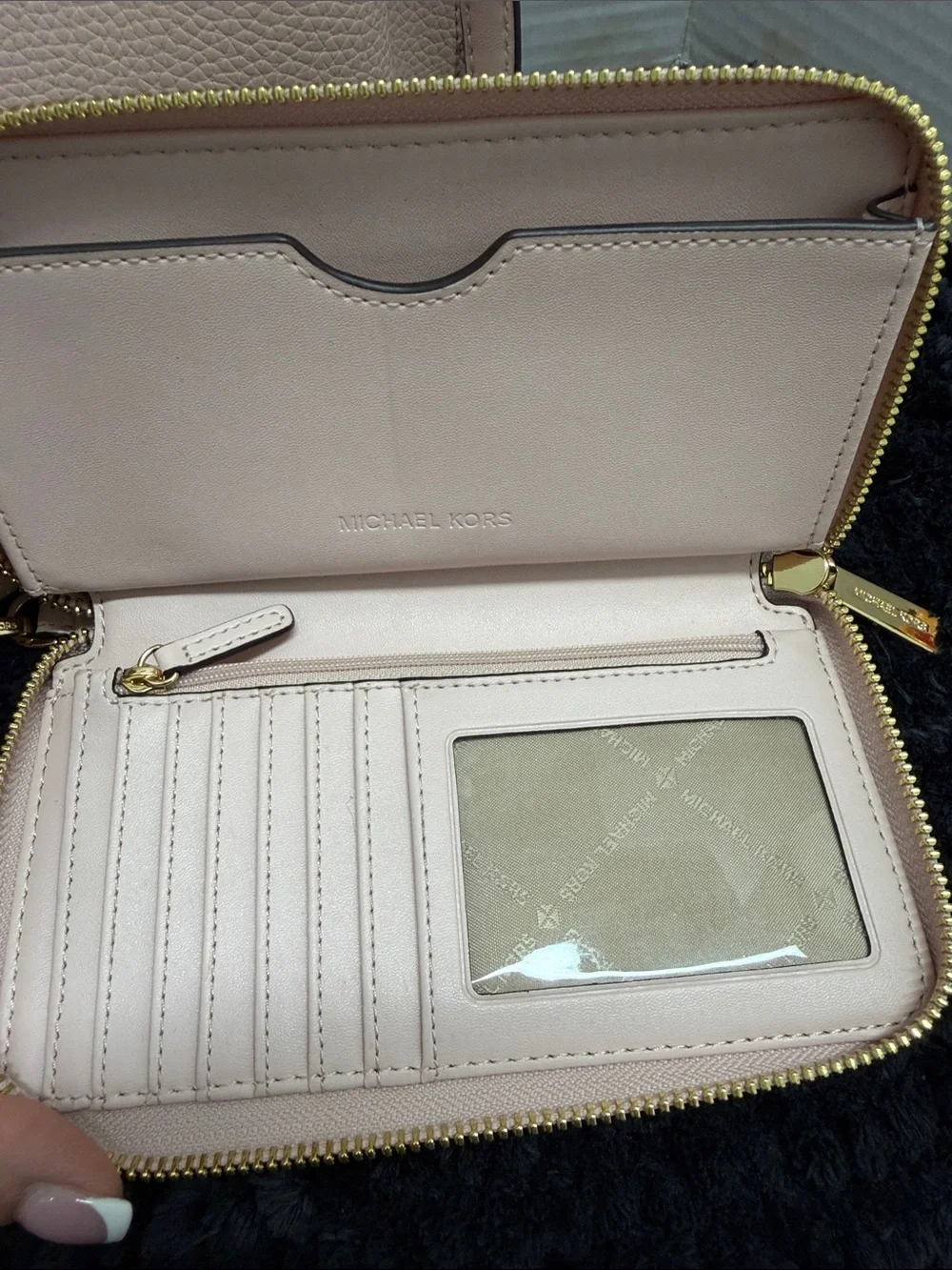 Michael Kors Pebbled Leather Tote and Wristlet wallet in Pale Pink